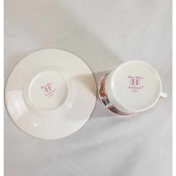 Vintage Hankook Bone China 6 Demitasse Cups Saucers NEW Old Stock 14k Gold Trim - Picture 5 of 8
